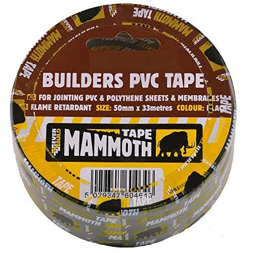 Image of Everbuild Mammoth Builders PVC Tape – Flame Retardant – Black – 50mm x 33mm