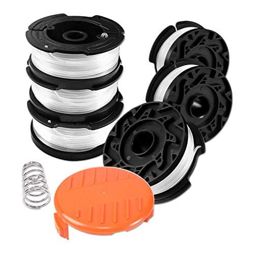 Image of Uchidodo Strimmer Spool for Black and Decker, 6 Pieces Strimmer Line, Length 30 ft, Diameter 0.065 in with Spool Cover and Spring