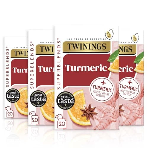 Image of Twining Superblends Turmeric Tea - Orange & Star Anise Herbal Tea Infusion, Digestion Support After Meals, 80 x Biodegradable Tea Bags