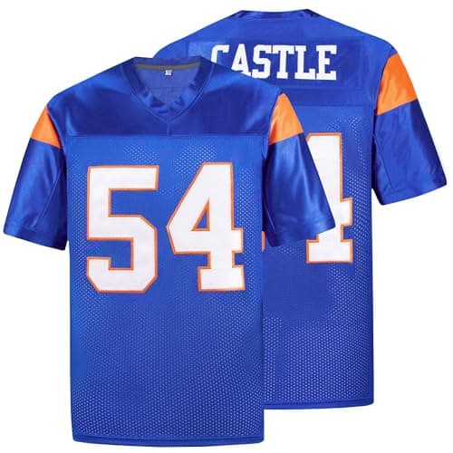 Image of kioken Thad Castle Jersey, #54 Mountain State Football Jerseys for Men Blue White S-XXXL