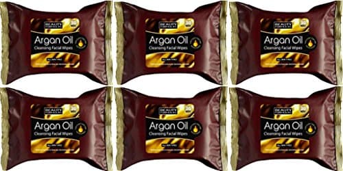Image of SIX PACKS of Beauty Formulas Argan Oil Cleansing Facial Wipes 30 Wipes
