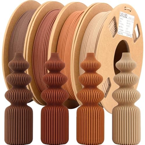 Image of LVVJ3D Wood Filament 1.75mm, 3D Printer Filament Bundle, Wood Filament with 30% Real Wood Fiber, Oak, Walnut, Cherry, Teak, 1.75 PLA Filament 3D Printing Filament, 200g X 4 Pack