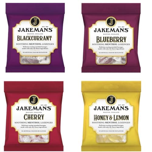 Image of Throat Lozenges Variety Pack - Set of 4 x 73g Bags (Blueberry, Blackcurrant, Honey & Lemon, Cherry) - Packed by Black Nore Gifts