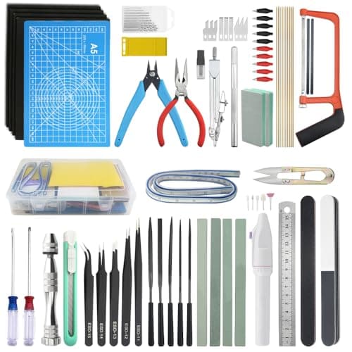 Image of WMYCONGCONG 80 PCS Gundam Model Tools Kit Modeler Basic Tools Hobby Building Tools Kit for Buildings Cars Airplanes Model Assemble Building Repairing and Fixing