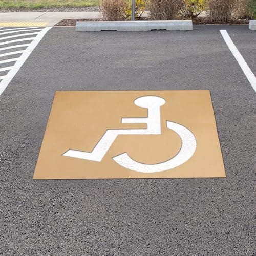 Image of Handicap Stencil for Parking, 31.5x25.2in Reusable Parking Lot Stencil Kit Disabled Templates Handicapped Symbol Signs for Parking Lot Pavement Stencils for Painting