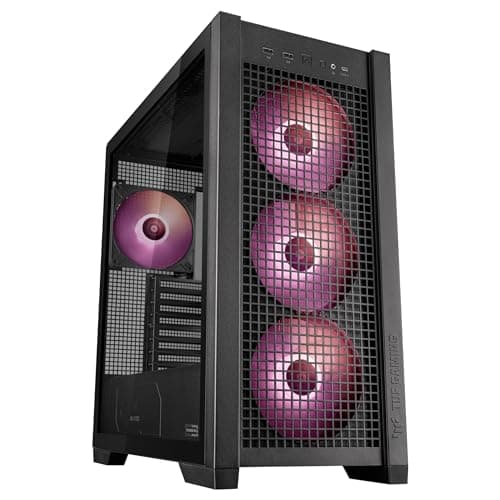 Image of ASUS TUF Gaming GT302 ARGB ATX Mid-Tower PC Case – Four 140 x 28 mm ARGB Fans for High Airflow, Interchangeable Tempered Glass or Mesh Side Panels, Supports BTF Hidden-Connector Motherboards | Black