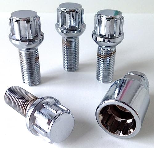 Image of Alloy wheel Locking bolts M14 x 1.5 thread 27mm long, radius seat, 17mm Hex locks compatible for VW Volkswagen
