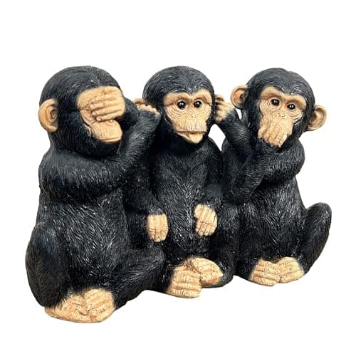 Image of Alfie Francis 3 Wises Monkeys Ornament for Living Room See Speak & Hear No Evil Figurine Sculpture Statue Home Decoration