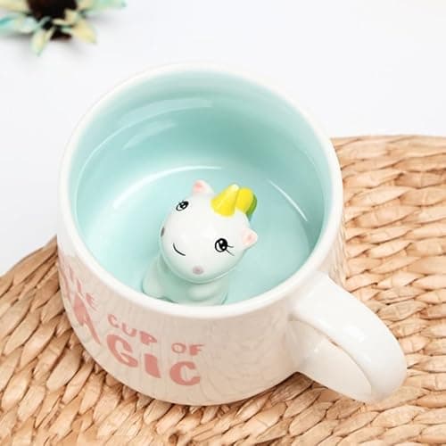 Image of FORYNXHWIN 3D Unicorn Coffee Mug Cup, 12oz Ceramic Novelty Animal Cups, Gifts for Girls Cute Unicorn Mug Kids Cups Chocolate Tea Milk Mugs Xmas Birthday Gifts for Friends Girls Women Wife