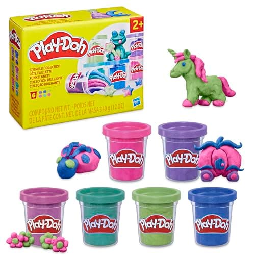 Image of Play-Doh Sparkle Collection 6-Pack for Toddlers, Non-Toxic Modelling Compound Set with 6 Colours, Creative Toys for 2+ Year Old Kids