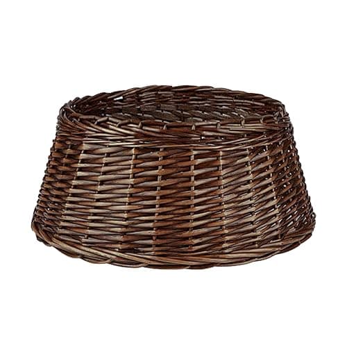 Image of Natural Wicker Christmas Tree Skirt Xmas Stand Cover Xmas Decoration Basket (Brown, Medium)