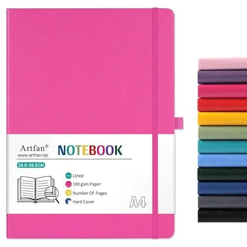 Image of A4 Notebook - Notebook A4 with Premium Paper, Faux Leather Classic Writing A4 Notebook Journal, 8.35" X 11.45", Hardcover - Rose red