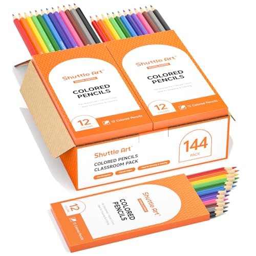 Image of Shuttle Art 144 Pack Colouring Pencils Bulk, 12 Colours Pack of 12 Sharpened Coloured Pencil Set for School, School Pack Wooden Drawing Pencils for Kids, Class pack Back to School Supplies