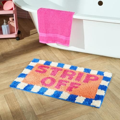 Image of OHS Bath Mats for Bathroom, Soft Absorbent Non-Slip Bathroom Mat Strip Off Print Decorative Tufted Bath Mat Machine Washable Quick Dry Shower Rug Foot Mats, Multi - 45 x 75cm