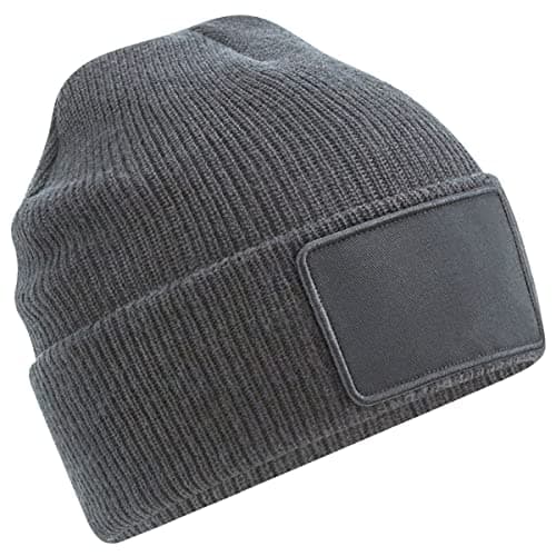 Image of Beechfield - Removable Patch Thinsulate™ Cuffed Beanie - Soft-Touch Acrylic Yarn- Graphite Grey