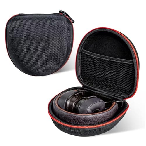 Image of On Ear Bluetooth Headphones Case Storage Carrying Bag Compatible with Marshall Major V/IV/III/II/ 5/4/ 3/2 (Black + Red)