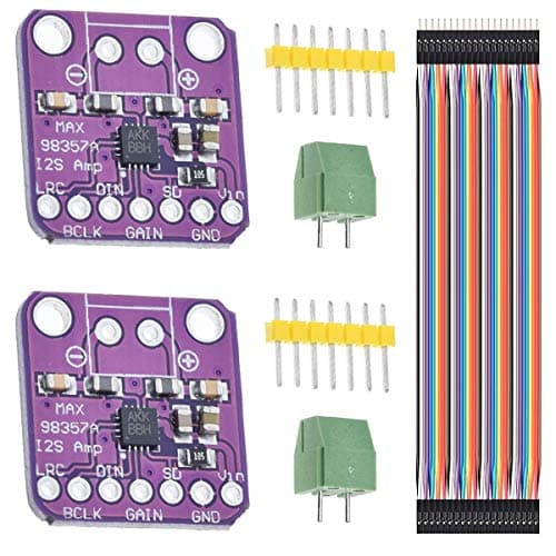 Image of Youmile 2PCS MAX98357 Audio Power Amplifier Module I2S Class D Filterless Audio Amplifiers Board for Arduino, Raspberry Pi, Esp32 with Dupont Cable
