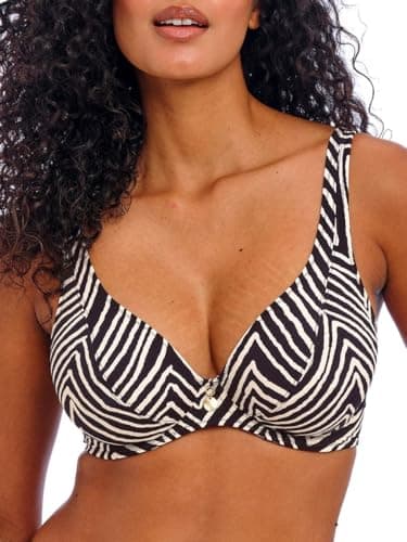 Image of Freya Fiji Falls High Apex Bikini Top Black Black 28DD