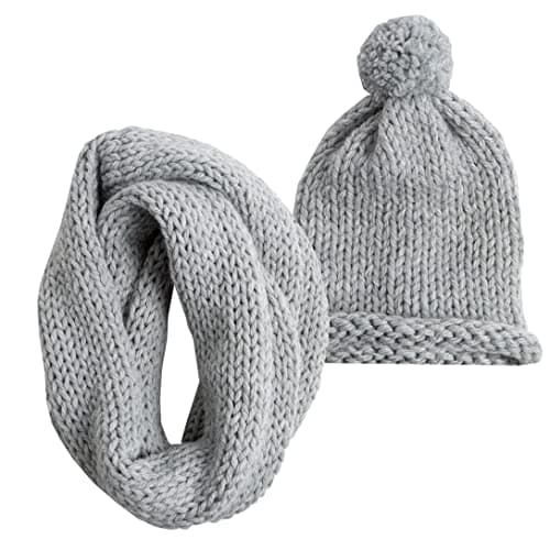 Image of Wool Couture Beginner Basics Pom-Pom Hat & Infinity Scarf Knitting Kit – Includes 5 Balls of Beautifully Basic Chunky Yarn, Knitting Needles, Pattern, Knitting Manual, and Tapestry Needle