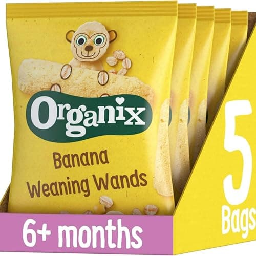 Image of Organix Banana Weaning Wands, Organic Baby Snack, 6+ Months 25g (Pack of 5)