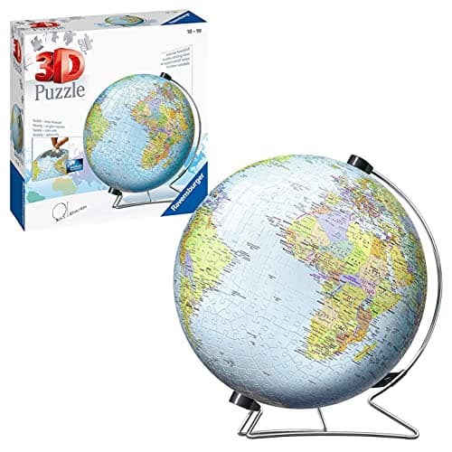 Image of Ravensburger World Globe on a V-Stand 3D Jigsaw Puzzle for Adults and Kids Age 10 Years Up - 550 Pieces - No Glue Required