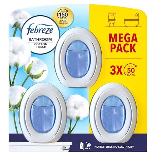 Image of Febreze Bathroom, Continuous Air Freshener Cotton Fresh, 3 Unit, Fights Odour and Freshens