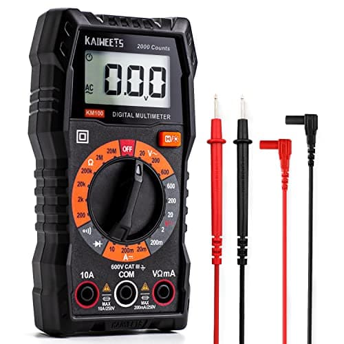Image of KAIWEETS Digital Multimeter, DC AC Voltmeter, Ohm Volt Amp Test Meter and Continuity Test Diode Voltage Tester for Household Outlet, Automotive Battery Test (Anti-Burn with Double Fuses)