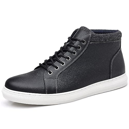 Image of Arkbird Men's Casual Oxford Sneaker Boot Genuine Leather Upper Mid-Top Fashion Design Walking Ankle Boots Shoe for Men Botas Casuales Para Hombres, Black 551, 9.5 UK
