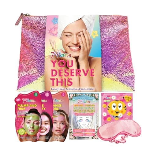 Image of 7th Heaven You Deserve This Face Masks Set (4 Face Masks, Under Eye Gel Patches and Beauty Accessories) Pamper Gifts for Women - Genuine 7th Heaven Skincare Gift Set