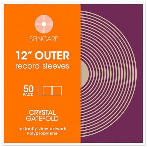 Image of SPINCARE 50x 12 Inch Gatefold Outer Vinyl Record Sleeves | Crystal Clear Covers Fit Single & Double Gatefold Albums | Acid-Free Protective Plastic Sleeves | Clean & Crisp Polypropylene