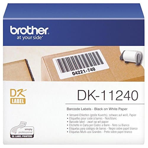 Image of Brother DK-11240 Label Roll, Barcode Labels, Black on White, 600 Labels, 102mm (W) x 51mm (L), Brother Genuine Supplies