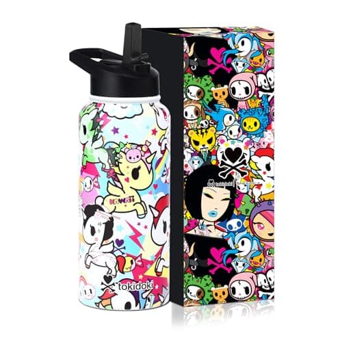 Image of Tokidoki Unicorno Bottle Insulated Stainless Steel Water Bottle with Reusable 32oz Vacuum Insulated Water Bottle Tumbler with Leak Proof Flip Straw Lid and Handle (rainbow unicorno)