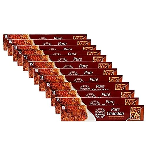 Image of Heera Chandan Agarbatti 15stk (Pack of 12) - Premium Indian Aroma Sandal Incense Stick for Pooja, Yoga, Aromatherapy, Room Freshener, Meditation - Natural Air Freshener