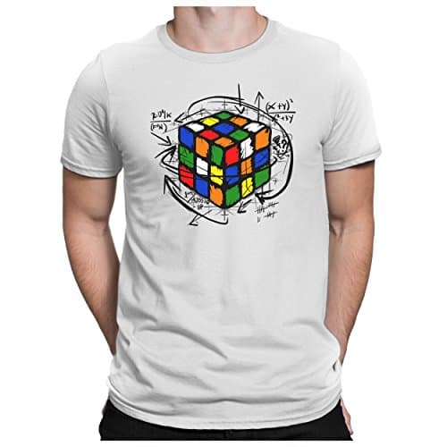 Image of PAPAYANA - Rubik-Cube - Men's Fun T-Shirt - Printed Tee - Cutton - Regular Fit - XL - White