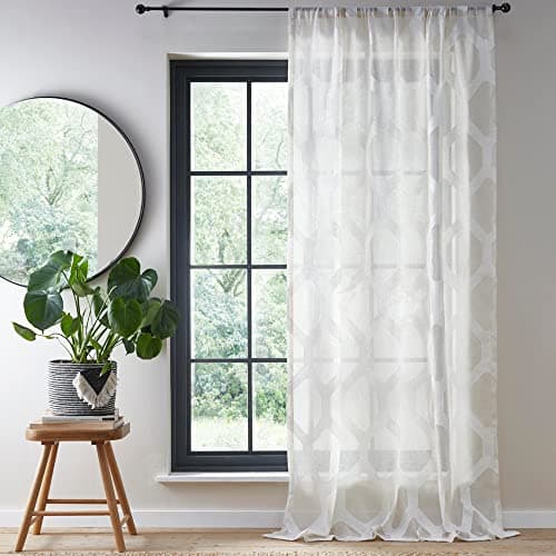 Image of Fusion - Linara - Slot Top Voile Panel - 55" Width x 48" Drop (140 x 122 cm) in Natural