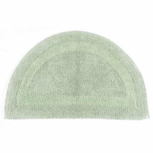 Image of HOMESCAPES Half Round Bath Mat, Luxury 1600gsm Extra Soft 100% Cotton, Reversible Bathroom Mats Non-Slip, Washable, Super Absorbent, Quick-Dry, Sage Green Semi Circle Bathroom Rug, 50 x 80 cm