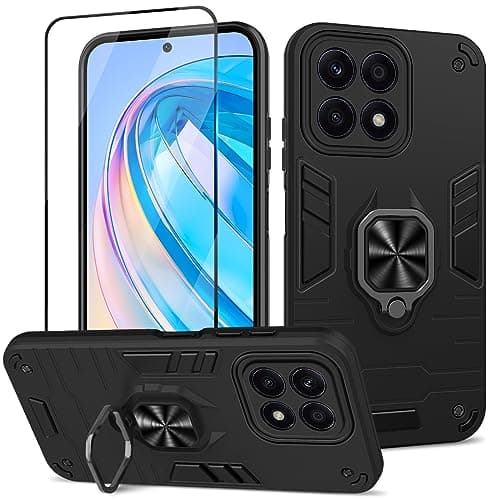 Image of Btstring Case for Honor X8a 4G 2023, Shockproof Tough Armour Phone Case, Heavy Duty Personalised Case with Stand, Case Cover Support Magnetic Car Holder, Black
