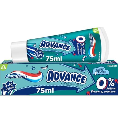 Image of Aquafresh Advance 9-12 Kids Toothpaste for Grown-up Kids, Lasting Protection for New Permanent Teeth, 75ml