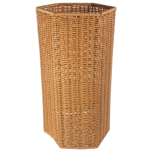 Image of Luxshiny Artificial Rattan Umbrella Stand with Water Tray Large Capacity Umbrella Storage Holder for Entryway Hallway and Yoga Mat Indoor Organizer
