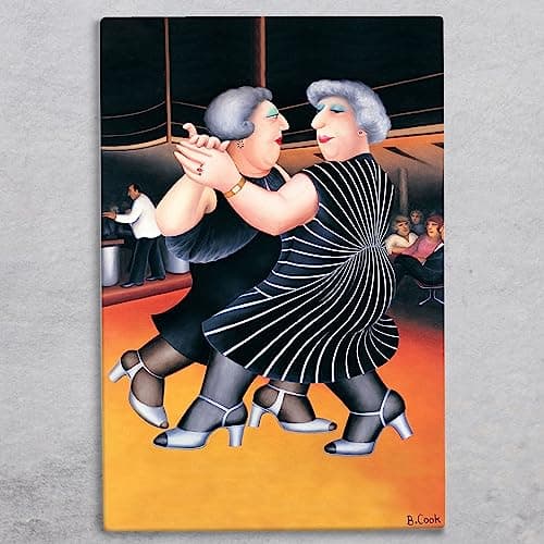 Image of Global Designs Dancing On Qe2 Ceramic Tile Wall Art Picture Plaque Sign By Beryl Cook Novelty UV Printed Artwork H30x20cm