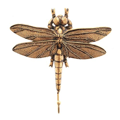 Image of Widdop and Co Hestia Resin Gold Metalic Dragonfly Wall Hook 24cm