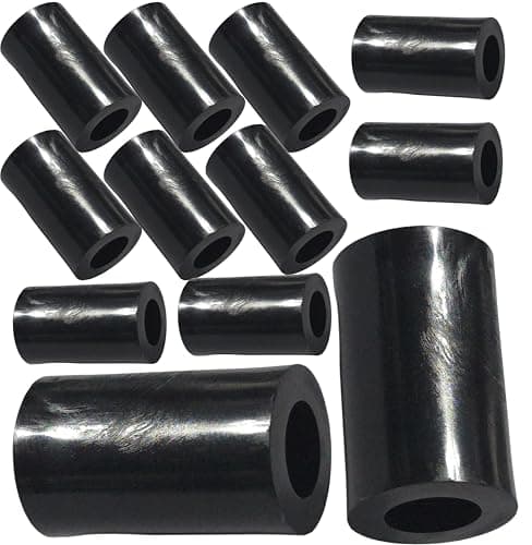 Image of Pack of 12 M4 x 30mm Black Nylon Spacers and Standoff Washers for M3, M4, M5, M6, M8 Screws, Lengths 3mm to 30mm (Pack of 12)