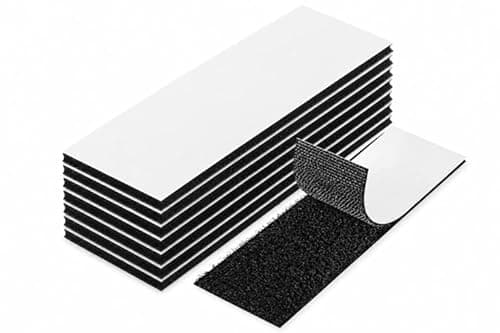Image of 10 Pcs Hook and Loop Tape Sticky Back, 3×10cm Double Sided Sticky Pads, Self Adhesive Removable Heavy-Duty Tape for Walls, Floor, Plastics, Glasses, Metals