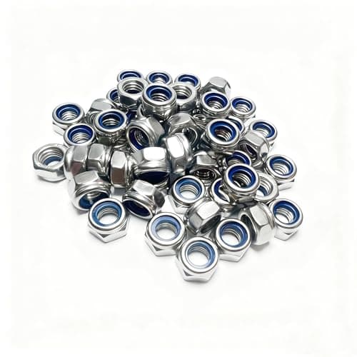 Image of Hexizexi 100 Pcs M8 Nylock Nuts DIN985 Stainless Steel Locking Nuts with Nylon Inserts for Screws Washers and Bolts