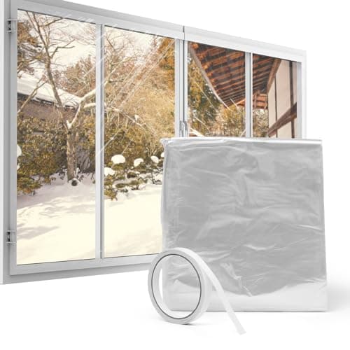 Image of Window Insulation Film for Winter, Transparent Secondary Glazing Kit for Windows & Doors, Thermal Window Film for Winter & Cold, Windproof Secondary Glazing Film with Fixing Tape 4.5m2 (3m x 1.5m)