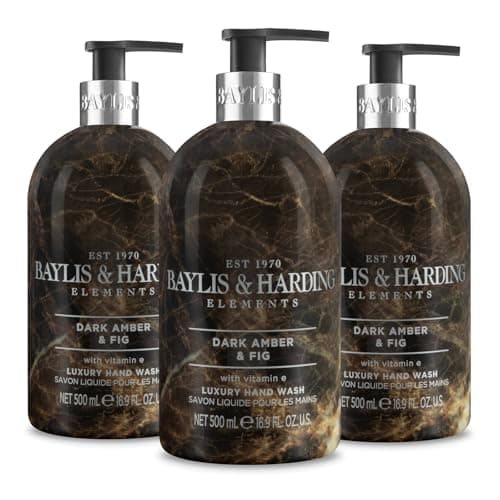 Image of Baylis & Harding Dark Amber & Fig Elements Hand Wash, 500 ml (Pack of 3) - Vegan Friendly