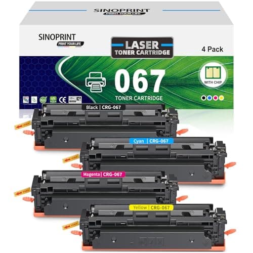 Image of SINOPRINT CRG-067 Toner Cartridge Compatible with Canon 067 Toner 067H CRG067H for Canon i-SENSYS MF655CDW Toner LBP631CW MF657CDW LBP633CDW MF651CW-Printer (Black Cyan Yellow Magenta, with Chip)