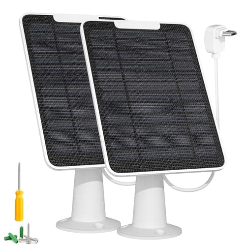 Image of Solar Panel Charger with Micro USB Connection Compatible with Arlo Essential Spotlight/XL Spotlight Camera, 5W Arlo Essential Solar Panel, IP65 Waterproof 10ft Cable, (Not for 2K/2nd Gen), 2 Pack