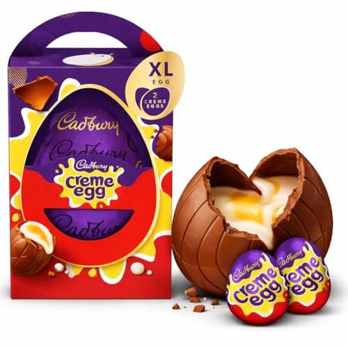 Image of Cadbury Creme Egg Extra Large Chocolate Easter Egg, Includes 2 Creme Eggs, Easter Gift Perfect For Easter Egg Hunt Hunt Favourites Easter Gifts for Kids, Adults, Men & Women