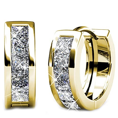 Image of Hoop Loop Earrings for Women18K Gold with Sparkling Element Crystal with Jewellery Box for Women Wife Mother Daughter(HOOP-3-G)